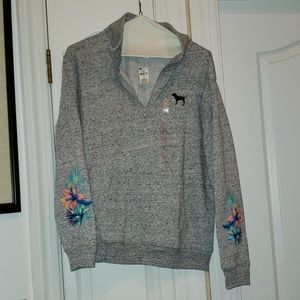 VS Pink grey flower sweatshirt size S